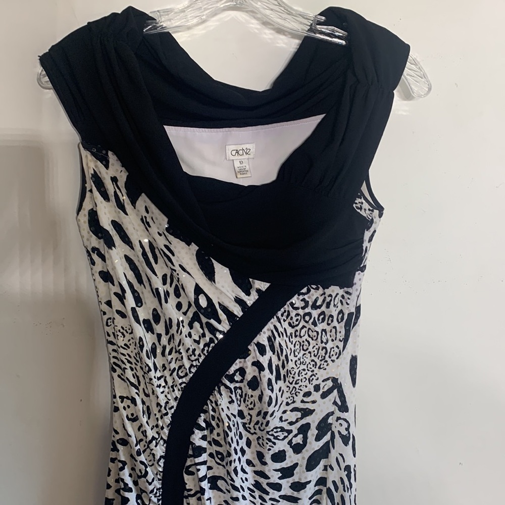 Cache Sparkle Print Stretch Knit Slimming Midi Dr… - image 5